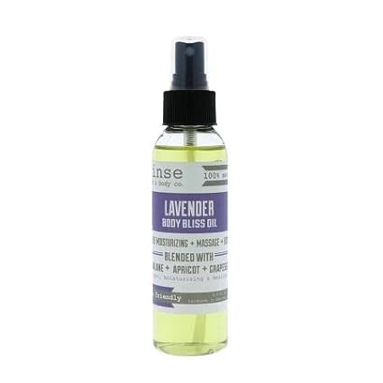 Rinse Bath & Body Moisturizing Lavender Oil Spray for Body - Natural, Light & Fast Absorbing | Squalane, Grapeseed & Apricot Oil | All Skin Types | Shower & Massage | Vitamin E | Handmade | 4floz