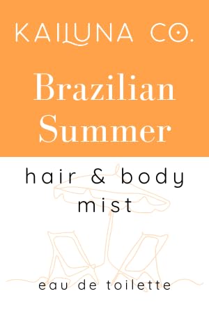 Brazilian Summer Natural Hair & Body Mist Spray Inspired by Bum Bum, Pure Essential and Fragrance Oils, Alcohol-Free, Handmade in California, 0.5Fl Oz