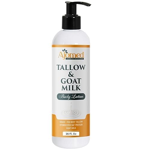 Tallow & Goat Milk Body Lotion for Sensitive Skin, Organic moisturizing Lotion - Soothes Dry skin, Goat Milk face and body Moisturizer - Handmade Tallow for skin cream (12 OZ, Frankincense)