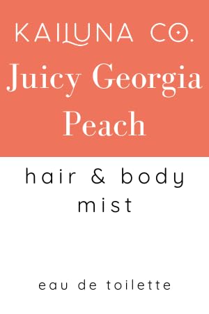Juicy Georgia Peach Natural Hair & Body Mist Spray, Pure Essential and Fragrance Oils, Alcohol-Free, Handmade in California, 0.5Fl Oz