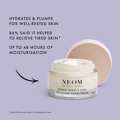 Neom- Perfect Night’s Sleep Overnight Facial Cream - 50ml | Face Moisturiser With Hyaluronic Acid, Aloe Vera & Ceramides To Plump & Reduce Lines | Suitable For All Skin Types