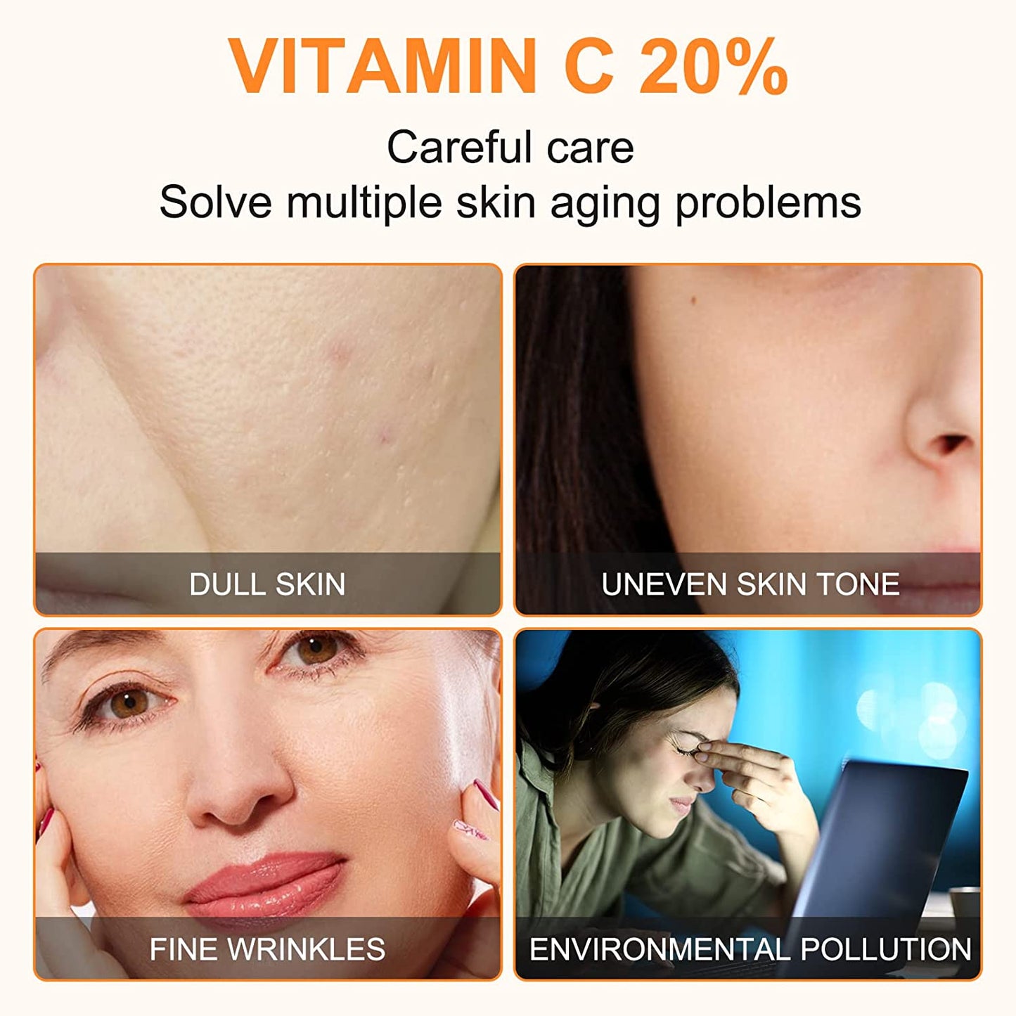 Premium 20% Vitamin C Serum with Hyaluronic Acid, Retinol & Amino Acids – Anti Aging Face Serum for Wrinkles, Hydrating & Collagen Boosting Korean Skin Care, 60ml