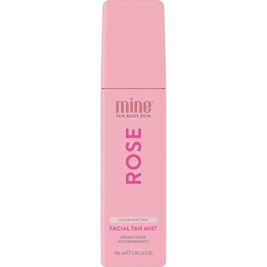 Minetan Rose Face Tan Mist | Clear Facial Self Tanning Spray | Gradual Daily Sunless Tanner, Infused | Soothing Rose Water & Vitamin C | Hydrating, Golden Glow Skin Finish | 3.38 Fl Oz