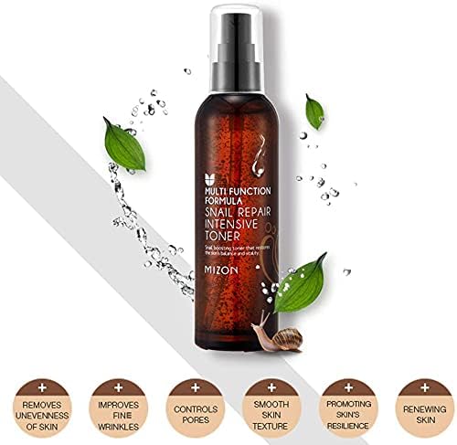 MIZON Snail Repair Intensive Toner Snail Mucin Hyaluronic Acid Adenosine Centella Asiatica Moisturizer Fine Line Treatment Safe Formula Korean Skincare (3.38 fl oz)