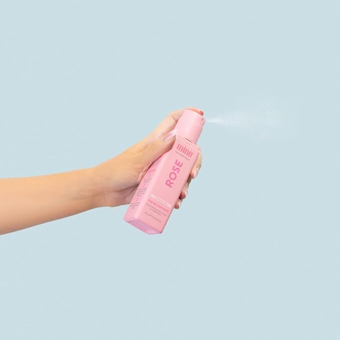 Minetan Rose Face Tan Mist | Clear Facial Self Tanning Spray | Gradual Daily Sunless Tanner, Infused | Soothing Rose Water & Vitamin C | Hydrating, Golden Glow Skin Finish | 3.38 Fl Oz