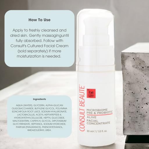 Consult Beaute Microbiome Face Serum Concentrate Pre & Probiotic Moisturizes and Balances Facial Skin Barrier 1 Fl Oz