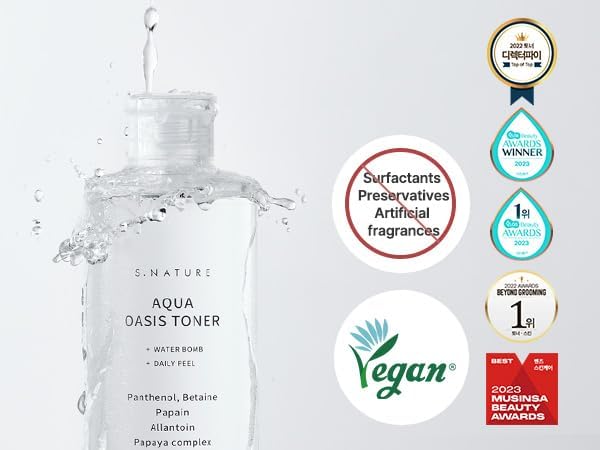 Aqua Oasis Toner with PHA – Hydrating & Soothing Korean Face Toner for All Skin Types, Vegan, Alcohol-Free, Fragrance-Free, 300ml / 10.14 Fl Oz