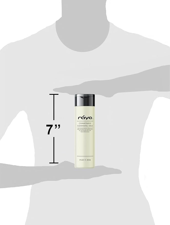 Raya Chamomile Facial Cleansing Milk 8 oz (152) | Gentle, Soap-Free Fluid Cleanser and Make-Up Removing Lotion for Dry and Sensitive Skin | Helps Calm Irritations and Refine Pores