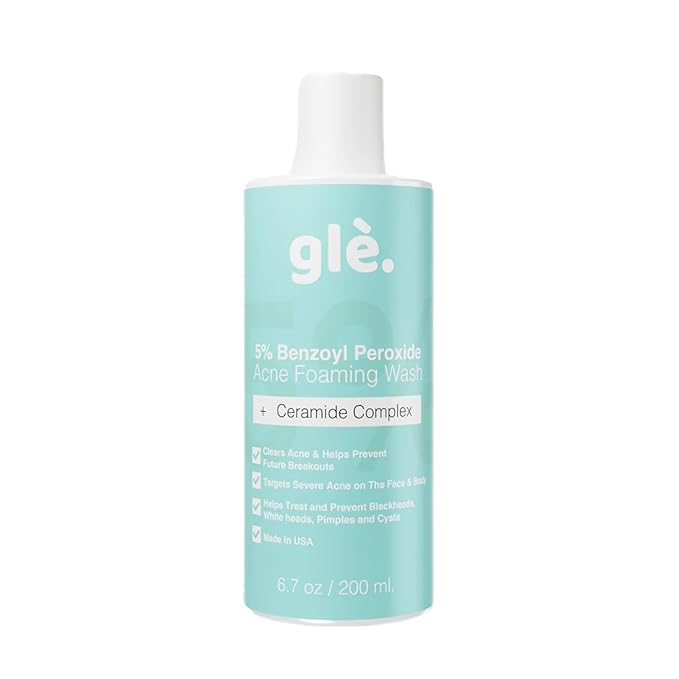 Gle Clean Acne Foaming Wash Face, Skin, Back and Body - 6.7 Fl Oz - Dermatologist-Tested Non-Foaming Cleanser - Vegan, Cruelty-Free