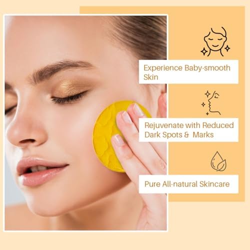 Turmeric Cleansing Pads for Face - Turmeric Exfoliating Face Scrub Pads with Vitamin C - Help Balance Skin Oil & Water - Suitable for All Skin Types - 50 Pcs (M)