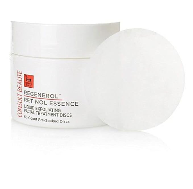 Consult Beaute - Regenerol - Retinol Exfoliating Facial Treatment Discs - Micro Exfoliation for Face - Smoother Skin - 60 Disposable Wipes (2Pack)