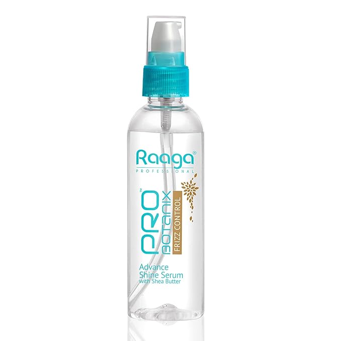 Raaga Professional Pro Botanix Frizz Control Hair Serum with Shea Butter | Smooths & Tames Frizz | Enhances Shine & Softness | Lightweight & Non-Greasy | 3.38 Fl Oz/100ml