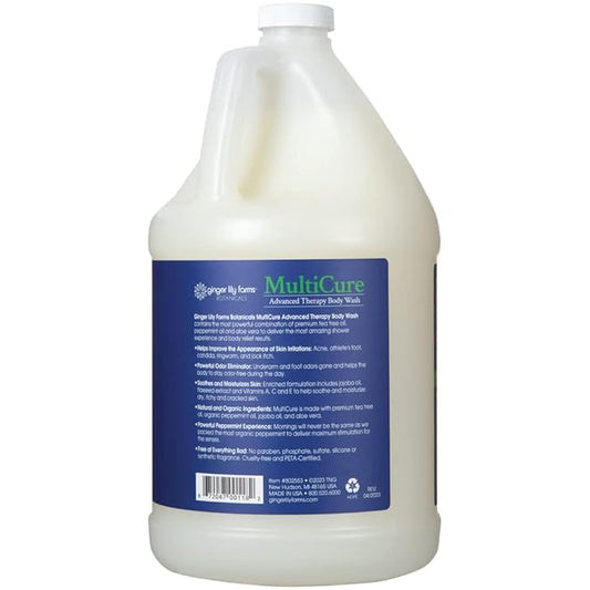 Ginger Lily Farms Botanicals MultiCure Advanced Therapy Body Wash with Tea Tree Oil, Peppermint and Aloe Vera, 100% Vegan & Cruelty-Free, 1 Gallon (128 fl oz) Refill