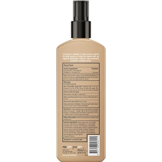 b.tan SPF 7 Sun Tanning Lotion Spray | Bronze In a Bottle - Best Tan Intensifier, Browning Outdoor Bronzing Accelerator, Packed with Argan Oil, Electrolytes, & Vitamin C, Austrailian Brand, 8.45 Fl Oz
