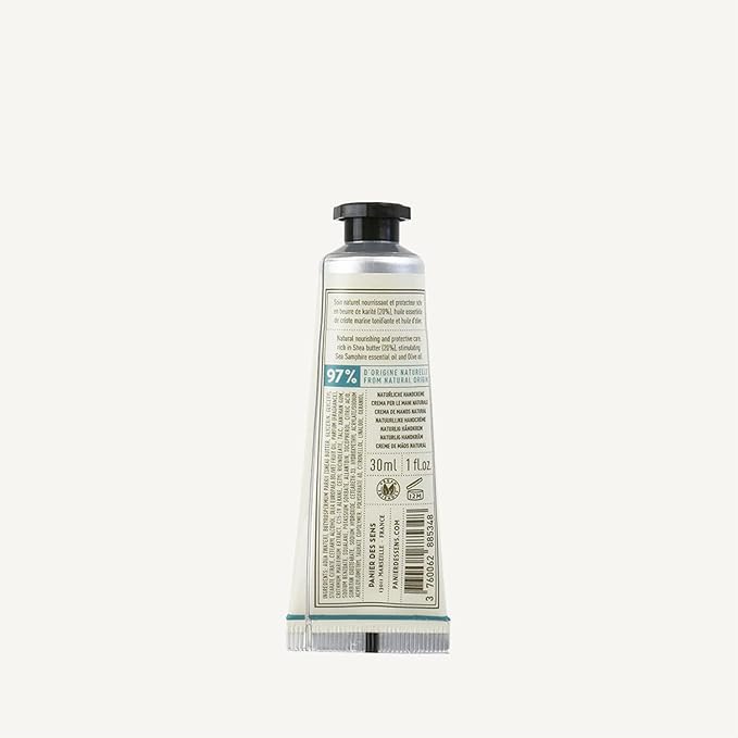 Panier des Sens - Small Hand Cream for Dry Cracked Hands โ Sea Samphire Mini Hand Lotion for Dry Skin - With Shea Butter and Olive Oil - Hand Care 97% Natural Ingredients - Travel Size 1 floz