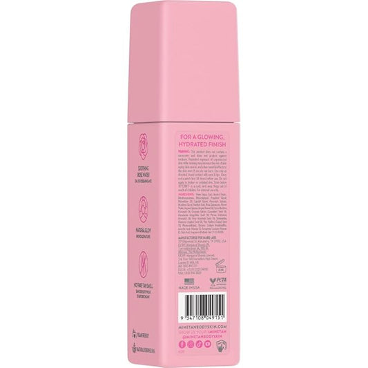 Minetan Rose Face Tan Mist | Clear Facial Self Tanning Spray | Gradual Daily Sunless Tanner, Infused | Soothing Rose Water & Vitamin C | Hydrating, Golden Glow Skin Finish | 3.38 Fl Oz