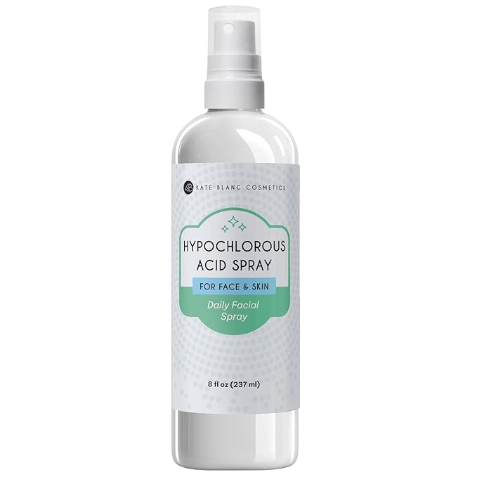 Kate Blanc Cosmetics Hypochlorous Acid Spray for Face and Skin. Gentle Facial Cleanser for Acne-Prone & Sensitive Skin with .02% HOCl (8oz)