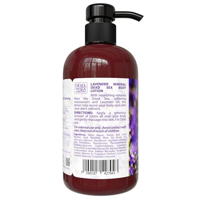 Dead Sea Collection Lavender Body Lotion - Nourishing Moisturizer for Women and Men - Rejuvenating Hand and Body Care for Dry Skin 16.9 Fl. Oz.