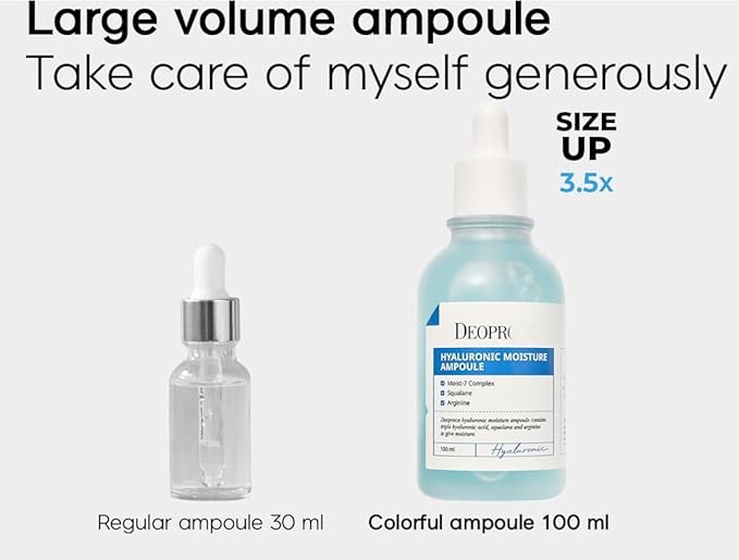 Deoproce Hyaluronic Moisture Intensive Ampoule Korean Skincare, 7 Types of Hyaluronic Acid, Moisturizing, Allantoin, Hydrates Dry Skin Korean Skincare 3.4 fl oz