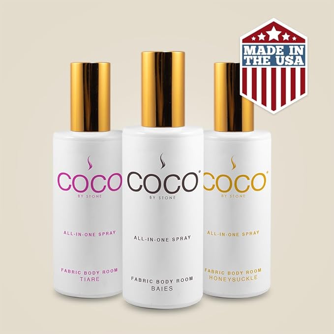 COCO by Stone 5oz All-in-One Spray (Stone Fruit) Shake & Spray Formula for Fabric, Pillows, Interiors, Clothing, Home Fragrance Accessories, Room Perfume, Room Deodorizer, Vegan & Cruelty-Free