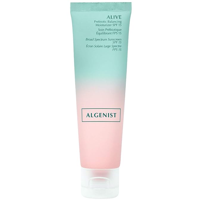 Algenist ALIVE Prebiotic Balancing Moisturizer SPF15 - Moisturizing Mineral Sunscreen for Face, Neck & Chest with Prebiotics - Zinc Oxide Facial Sunscreen (50ml / 1.7oz)