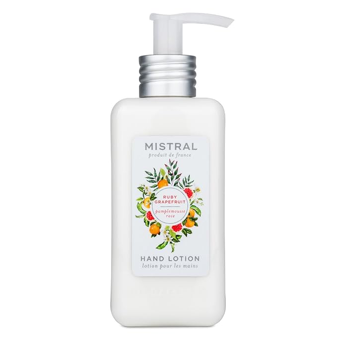Mistral Ruby Grapefruit Hand Lotion, Organic Olive Oil and Aloe Vera, Non-Greasy Formula, Made in France