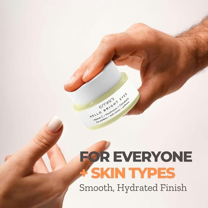 Emani Hello Bright Eyes - Vitamin C Super Eye Cream - Caffeine and Turmeric, Anti-Aging Eye Cream for Dark Circles, Puffiness, Wrinkles, Firming, Hydrating & Smoothing - Reduce Fine Lines 1 oz 30ml