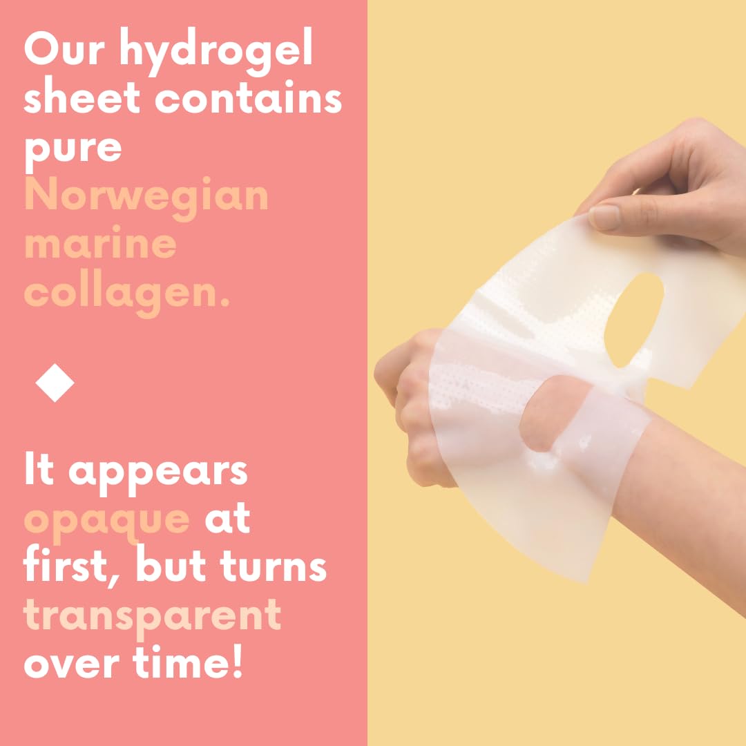 Norwegian Collagen Hydrogel Face Mask β Patented Bio-Collagen Overnight Sheet Mask with Hyaluronic Acid for Intense Hydration & Skin Elasticity β Korean Skincare for Anti-Aging & Firming β 1 Sheet (0.88 oz)