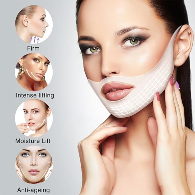 Double Chin Lifting Mask, Double Chin Reducer, Jawline Firming Mask for Face and Neck for Tightening and Firming (5 PCS)
