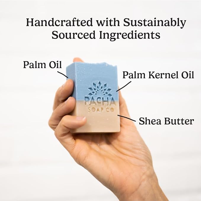 Pacha Soap Co. Bar Soap - Premium, Handcrafted, Hydrating, Natural Face Wash, Hand Cleanser, Body Wash, Soothing Essential Oils (Sand & Sea, 5-Pack, 4 oz ea)