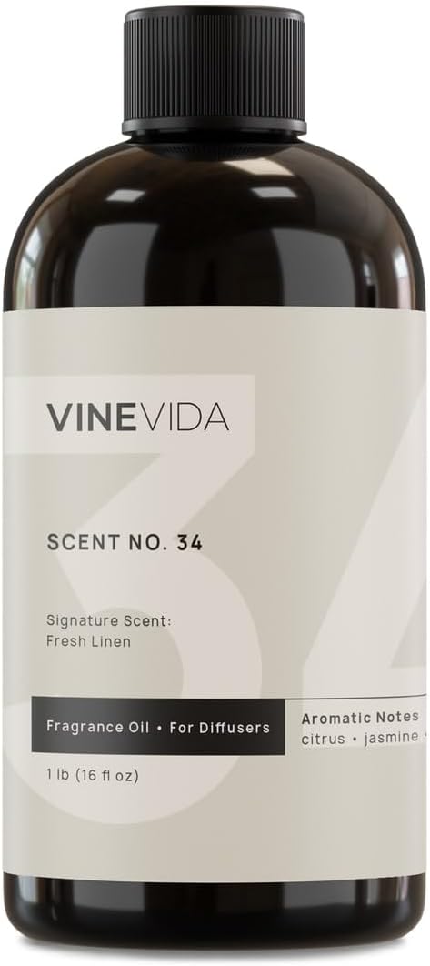 VINEVIDA Fresh Linen Fragrance Oil for Cold Air Diffusers - 16 Fl Oz - Essential Oils for Diffuser Oil Refill & Air Freshener Room Spray