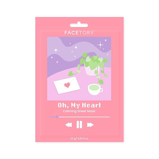 FACETORY K Beauty Face Mask Skin Care - CALMING Sheet Mask for ACNE-PRONE Skin with Heartleaf Extract | Calms Redness Smoothes Texture (5 Pack)