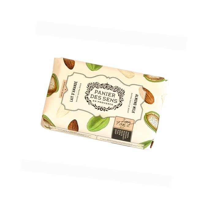 Panier des Sens - Almond Milk Bar Soap - Moisturizing Gentle Scented Soap Bar - Natural Soap with Shea Oil - 97% natural ingredients Made in France - Vegan Friendly - Body and Hands - 2x7 oz