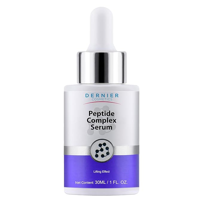 Dernier Peptide Serum for Face 5% - Powerful Multi-Peptide with Hyaluronic Acid Serum Skin Hydrating Brightening Dark Spot Treatment Anti-Aging Reduces Fine Lines & Wrinkles Antioxidant Glow (1 fl oz)