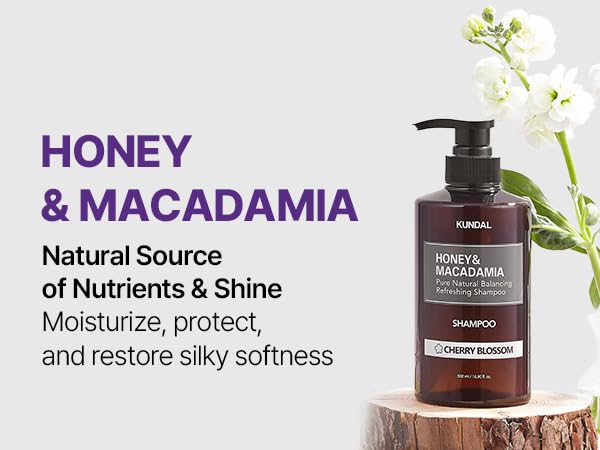 KUNDAL Honey & Macadamia Natural Shampoo Korean Hair Care Shampoo Damage Repair Strengthen, Nourish, with Honey, Argan Oil, Macadamia Oil, Free Paraben & Sulfate 16.9 fl oz (Baby Powder)