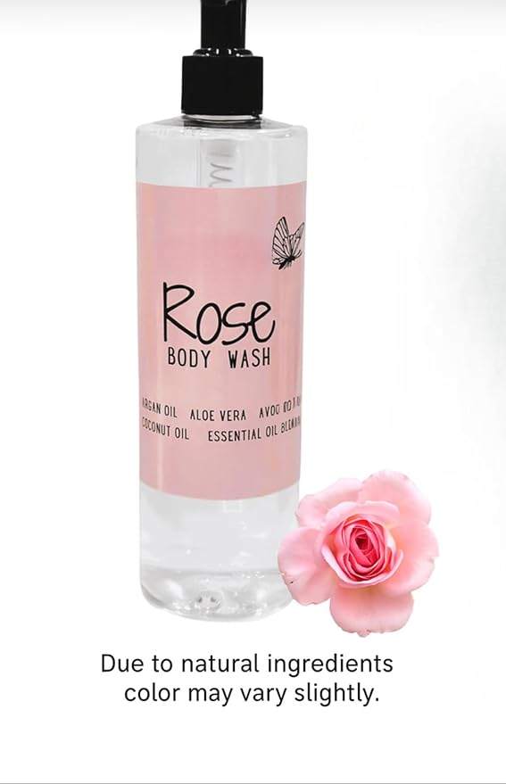 ROSE Natural Body Wash for Women Sulfate Free, Dye Free, with Naturally Derived Ingredients, Hydrating, Gentle Cleaning for Dry and Sensitive Skin 16oz