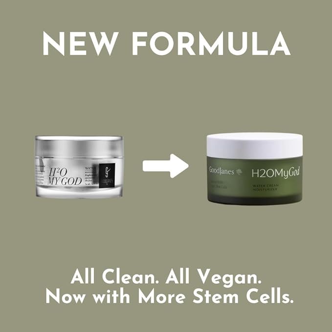H2O My God Water Cream Moisturizer with Vitamin C, Vegan Collagen Peptides & Apple Stem Cells – Lightweight Hydrating Day & Night Cream for Smooth, Bright Skin – Vegan & Cruelty‑Free, 1.7 oz