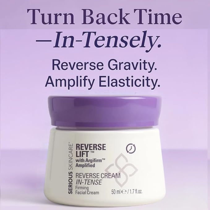 Serious Skincare Reverse Lift Cream In-Tense, Facial Moisturizer for Lifting & Firming, Day and Night, Hydrating, Anti-Aging Skin Care, Peptides, Face Tightening Plant Extracts 1.7 oz