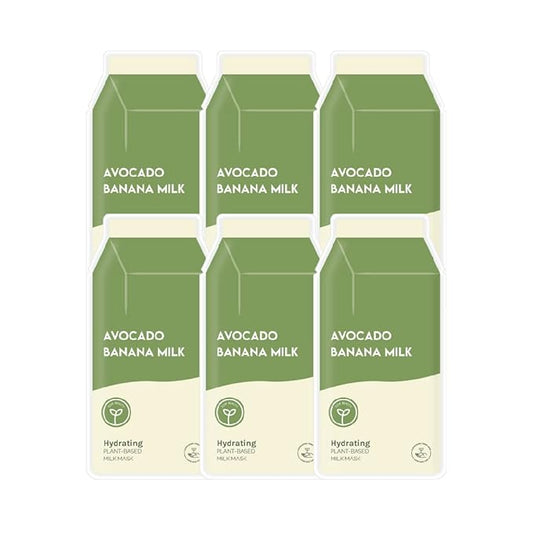 ESW Beauty Avocado Banana Milk - Hydrating Plant-Based Milk Face Mask (6-Pack) - Moisturizing with Avocado & Banana for Dry, Sensitive & Combination Skin - Deep Hydration & Suppleness