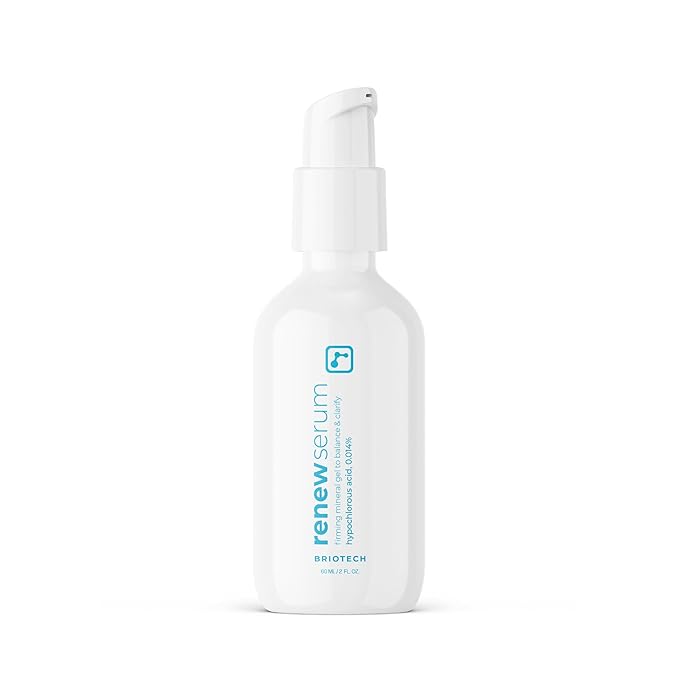 BRIOTECH Renew Serum, Hypochlorous Acid Mineral Gel, Soften Fine Line Appearance, Smooth Skin for Face, Neck, Chest, Spot Corrector, Soothe Redness, Vegan, 2 fl oz