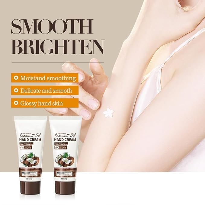 Gropse Coconut Hand Cream, Moisturizing Coconut Oil Hand Cream for Hands Aging Dry Cracked Hand Lotion for Women Men Provides Rich Moisture & Promotes Radiant Looking Skin -2.1oz