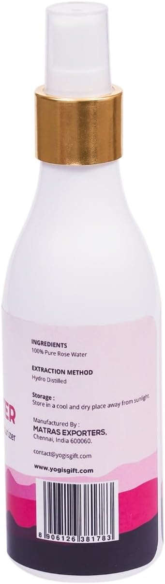 100% Pure Rose Water 6.5 fl oz | for Face & Hair | Alcohol Free & Artificial Coloring Free | by Yogi's Giftยฎ