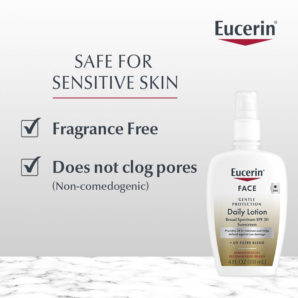Daily Facial Moisturizer with Broad Spectrum SPF 30 β Fragrance-Free Face Sunscreen & Hydrating Lotion for Dry, Sensitive Skin, 4 Fl Oz