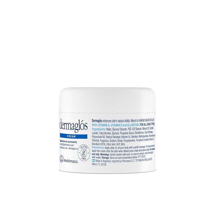 Dermaglos Moisturizing Cream | Vitamin A (Retinoids), Vitamin E & Allantoin | Rich Moisturizer for Wrinkles, Stretch Mark Prevention, Tattoo Aftercare, Scar cream, Hydration for Smooth Skin | 1,76 oz