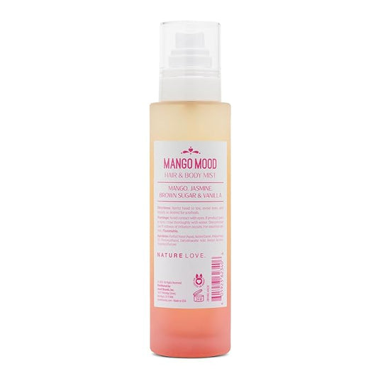 Nature Love Mango Mood Hair & Body Mist | Mango, Jasmine, Brown Sugar & Vanilla | Refreshing All-Over Spray | Cruelty Free, Made in USA (6 Fl Oz)