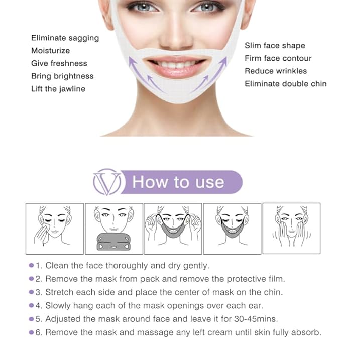 Double Chin Lifting Mask, Double Chin Reducer, Jawline Firming Mask for Face and Neck for Tightening and Firming (5 PCS)