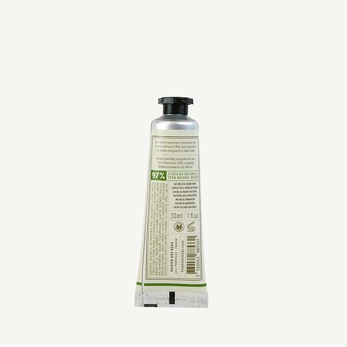 Panier des Sens - Small Hand Cream for Dry Cracked Hands - Verbena Mini Hand Lotion for Dry Skin - With Shea Butter and Olive Oil - Hand Care 97% Natural Ingredients - Travel Size 1 floz