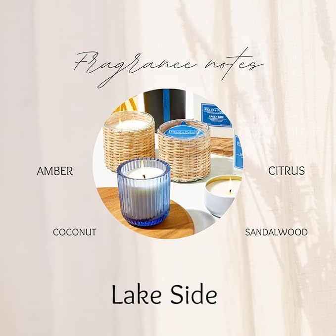 Field + Fleur by Hillhouse Naturals Lake Side Linen Refresher Mist 15.5oz - Fresh Home Fragrance Spray for Bedding, Sofas & Clothes - Amber, Citrus, Coconut, Musk & Sandalwood - Made in the USA
