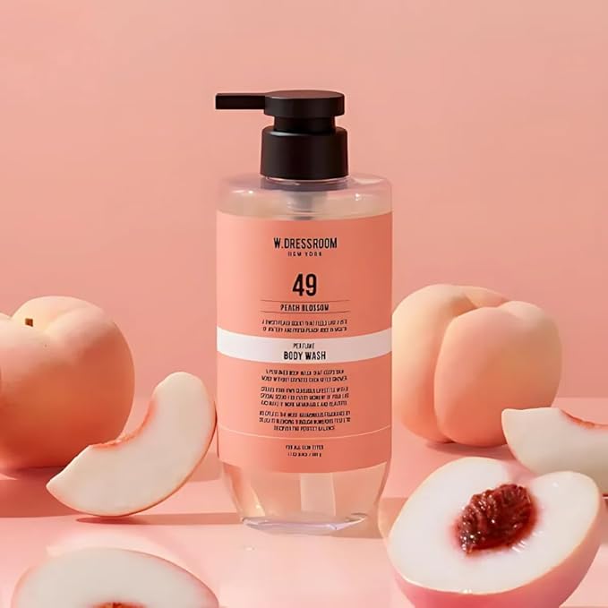 W.Dressroom Perfume Body Wash, Moisturizing Cleanser with Refreshing Scent, Gentle Hydrating Shower Gel, Korean Skincare, No.49 Peach Blossom Scent, 16.9 fl oz (500 ml)
