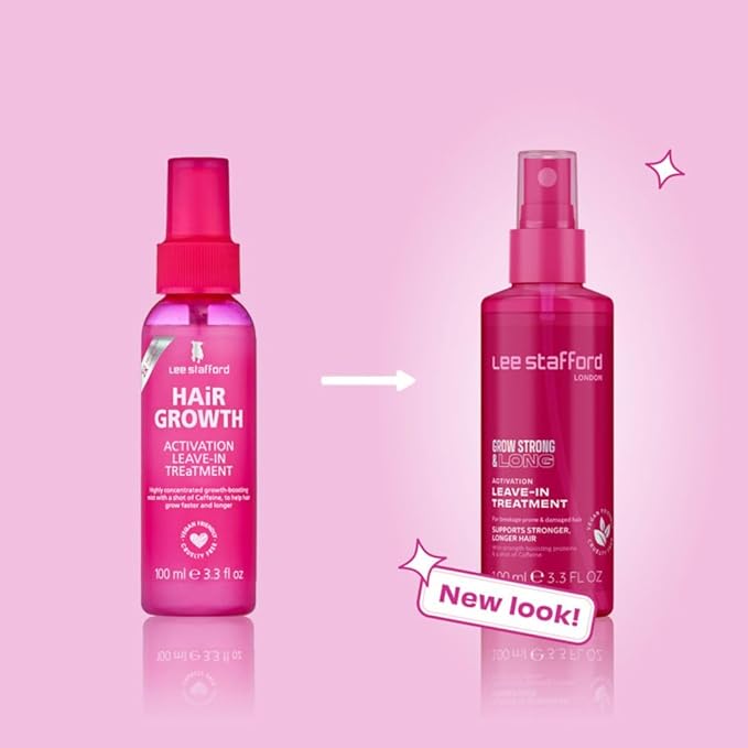 Lee Stafford Hair Growth Leave In Treatment Spray | Grow Strong & Long Collection - Best Conditioner Mist for Dry, Damaged, Frizzy Hair, Detangler, Men & Women, 3.3 Fl Oz